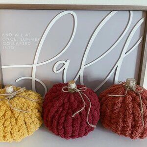 Set of 3 Knit Chunky Pumpkins